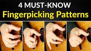 Top 4 Fingerpicking Guitar Patterns Travis Picking Style [upl. by Borgeson]