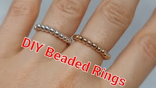 Beaded ringStetchy ringHandmade ringElastic ringDIY ringJewellery making at homeEasy ring [upl. by Selway]