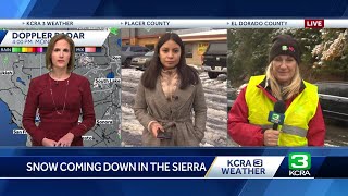 Sierra snow coverage  Spinouts shutdown traffic on I80 and Highway 50 [upl. by Leseil]