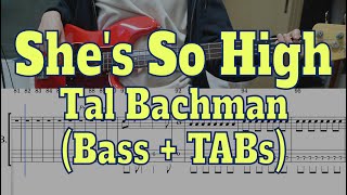 Tal Bachman  Shes So HighBass cover  Tabs [upl. by Nilkcaj]