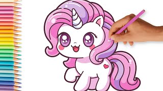 CÓMO DIBUJAR UN UNICORNIO KAWAII 🦄💕 Dibujos Fáciles [upl. by Rma871]