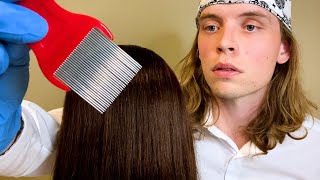 ASMR Doctor Lice Check Removal amp Scalp Inspection ⚪ ear to ear whispering exam roleplay [upl. by Kcirrag]