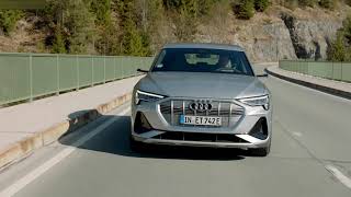 2021 Audi etron Sportback 55 quattro  Sound Driving Florett Silver Metallic [upl. by Eillime]