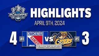 OHL Playoff Highlights Kithener Rangers  Erie Otters  Game 6  April 9th 2024 [upl. by Antsirhc81]