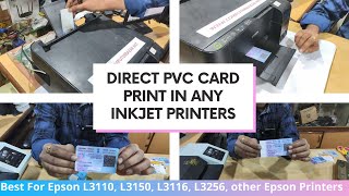 PVC card Print in Epson L3110 L3150 L3250 L3210 L3216 and its Series  PVC Softcard Plus [upl. by Gayla]