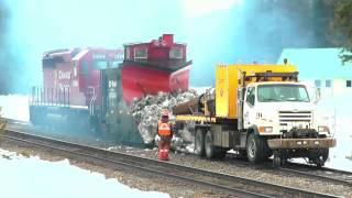 CPR Jet Truck Melts Snow off Plow 400840 [upl. by Yssirc]