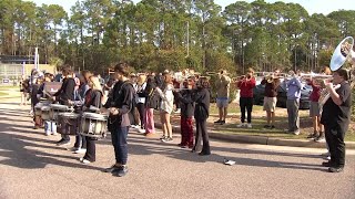 Huge pep rally sends Gulf Shores Dolphin football team to championship game [upl. by Nerrat426]