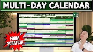 CREATE a MultiDay Calendar in Excel FROM SCRATCH Like a Pro [upl. by Ellora]