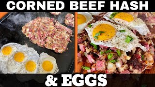 Corned Beef Hash and Eggs on the New Weber Griddle  Leftover Corned Beef Recipe [upl. by Oilejor]