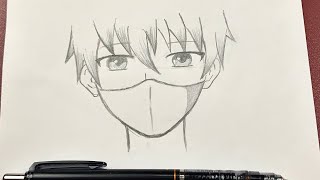 Easy anime drawing  how to draw anime boy wearing a mask [upl. by Rudd72]