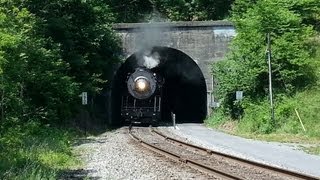 Steam Locomotive Engine Train Running over my camera on Western Maryland Scenic Railway [upl. by Karp]