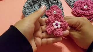 🌸Flor en Crochet ganchillo🌸Para GorrosDiademasVestidos etc [upl. by Naugal]