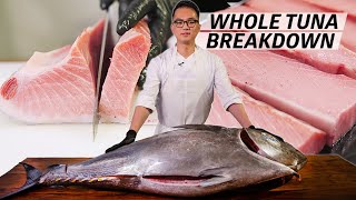 How a Master Sushi Chef Butchers a 250 Pound Bluefin Tuna — Omakase [upl. by Chard374]