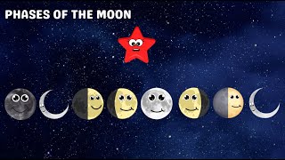 Phases of the Moon for Kids 🌙  Easy Moon Phases Learning with Fun Animations  Solar System [upl. by Haiacim]