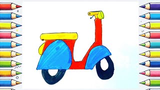 see how to draw scooter in an easy stepbystep way KiddozArt scooterart artandcraft easydrawing [upl. by Nahguav]