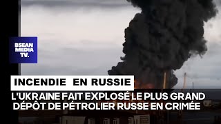 LUKRAINE DIT AVOIR FRAPPÉ LE PLUS GRAND DÉPÔT PÉTROLIER RUSSE EN CRIMÉE [upl. by Nomelif]