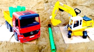 La excavadora ayuda al camión con la repación Coches para niños [upl. by Kcaz]