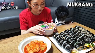 리얼먹방 직접만든 김밥 ft컵라면 ★웬만하면 사서드세요🤣🤣🤣ㅣGimbap amp Cup NoodleㅣREAL SOUNDㅣASMR MUKBANGㅣEATING SHOWㅣ [upl. by Panthia]