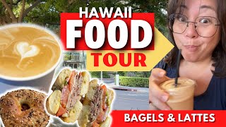 Hawaii Food Tour  Oahu Honolulu fresh Bagels amp Coffee [upl. by Alimac]