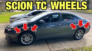 HOW TO PUT SCION TC WHEELS ON A TOYOTA COROLLA  IM THE FIRST TO PUT SCION TC RIMS ON A COROLLA [upl. by Johnnie]