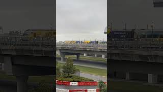 Brightline train service leaving MCO Airport Terminal C Orlando Florida USA [upl. by Yennor673]