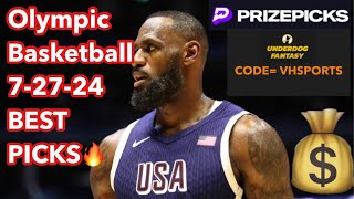 SATURDAY OLYMPIC BASKETBALL PICKS  PRIZEPICKS 3 FREE PICKS [upl. by Ellinad]