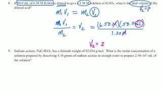 Gen Chem 1 Molarity and Dilution Practice Problems pt 2 [upl. by Irma907]