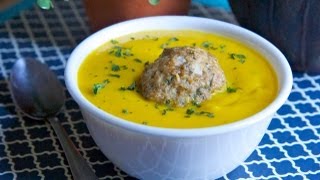 Roasted Butternut Squash Soup Recipe w Chicken Meatballs [upl. by Asiek]