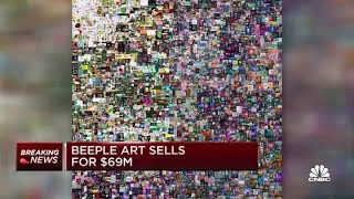 Digital artist Beeple sells NFT art for 69 million in Christies auction [upl. by Lalib]