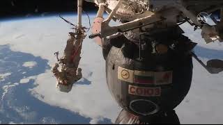 Incredible View of Russian Spacewalker Captured by Space Station [upl. by Euqinom]