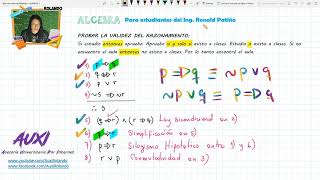 LOGICA  Demostrar la Validez de un razonamiento [upl. by Airetahs]