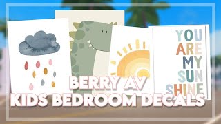 KIDS THEMED DECAL CODES For Bloxburg And Berry Avenue  Roblox Video [upl. by Ced]