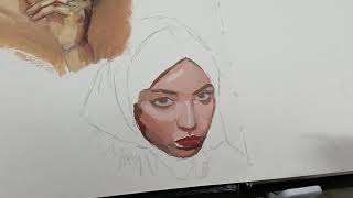 Lets paint gouache portrait with me [upl. by Ifok]