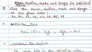 MeanMedianMode and Range for individual Series CBSE  Bcom Business Statistics 9amp10 [upl. by Ateiram]