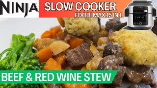 NINJA FOODI 15 in 1 SLOW COOKER BEEF amp RED WINE STEW RECIPE WITH DUMPLINGS  Gluten Free [upl. by Harhay911]