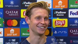 La reacción de FRENKIE DE JONG tras volver de lesión  BARCELONA  YOUNG BOYS en CHAMPIONS LEAGUE [upl. by Ultan290]