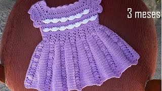 Delicado VESTIDO BEBE a CROCHET GANCHILLO tutorial paso a paso facil y rapido [upl. by Aletta]