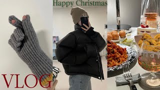 vlog겨울 패션하울엔조블루스 숏패딩니트장갑조거팬츠후드집업일상브이로그크리스마스 홈 파티🎄와인추천 [upl. by Aurita]