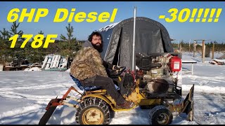 6HP 178F Diesel Engine Winter Cold Start [upl. by Thurston]