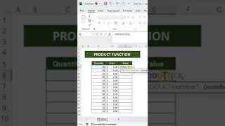 Know How to use MS Excel Product Function [upl. by Ynnol]