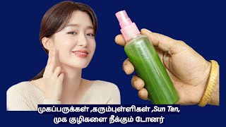 முகப்பருக்கள் கரும்புள்ளிகள் முக குழிகளை நீக்கும் டோனர்  Tan  pimples acne clear home remedy [upl. by Varhol]