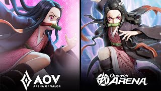 Nezuko Aov Skin vs Nezuko Onmyoji Arena [upl. by Nehcterg785]