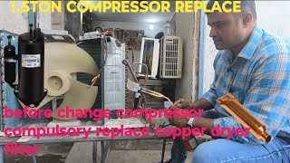 15 ton split AC compressor replace in service center viralvideo [upl. by Margetts]