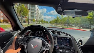 STRAIGHT PIPED C7 CORVETTE GRANDSPORT w Roof Off POV In the City [upl. by Jaye896]