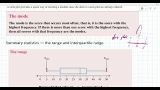 1D Describing stem plots and histograms 1E Summary statistics [upl. by Allevon]