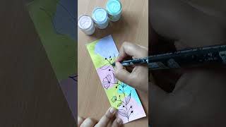 Easy bookmark using pastel colour 🩵soloart30 bookmark shorts drawingshorts ytshorts art [upl. by Ericka]