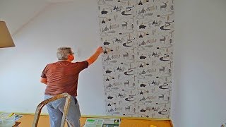 How To Hang Wallpaper With a Drop Match DIY [upl. by Nalyk10]