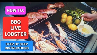 Live Lobster  How to prepare and cook live lobster on the grill [upl. by Eilyr956]