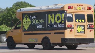 North Texas bond election heats up with an arrest and an old school bus turned rolling campaign sign [upl. by Yraccaz702]