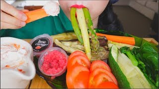 ASMR VEGGIE PLATTER  STEAMED VEGGIES  LIME CAVIAR  EATING SOUNDS  NO TALKING [upl. by Sirmons]